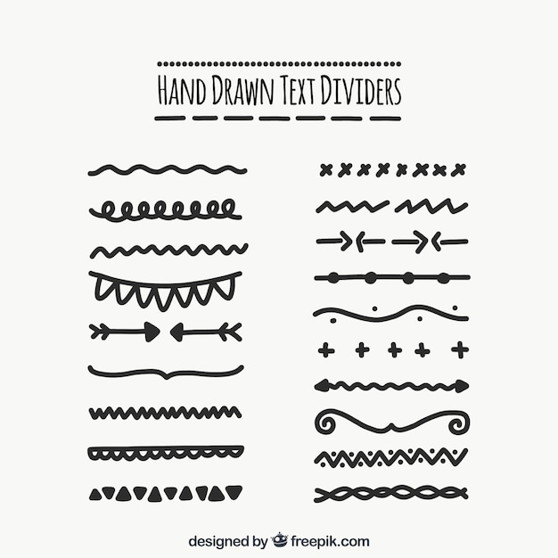 Collection of hand drawn text divider