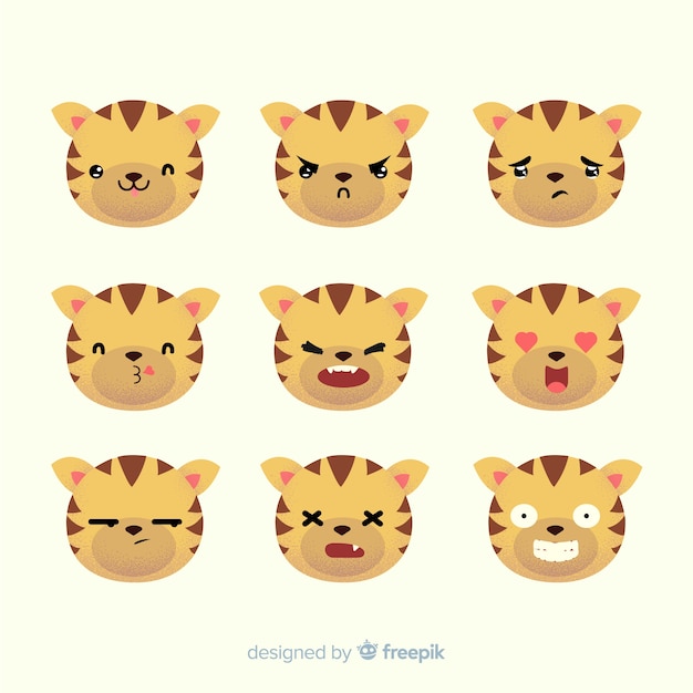 Free vector collection of hand drawn tigers