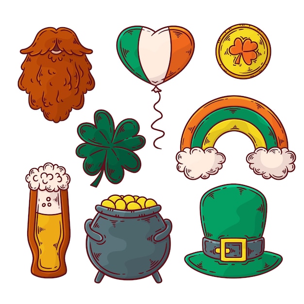 Free Vector collection of hand drawn traditional st. patrick's day elements