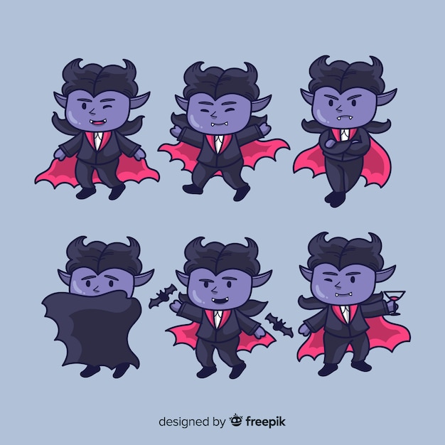 Free Vector collection of hand drawn vampire character