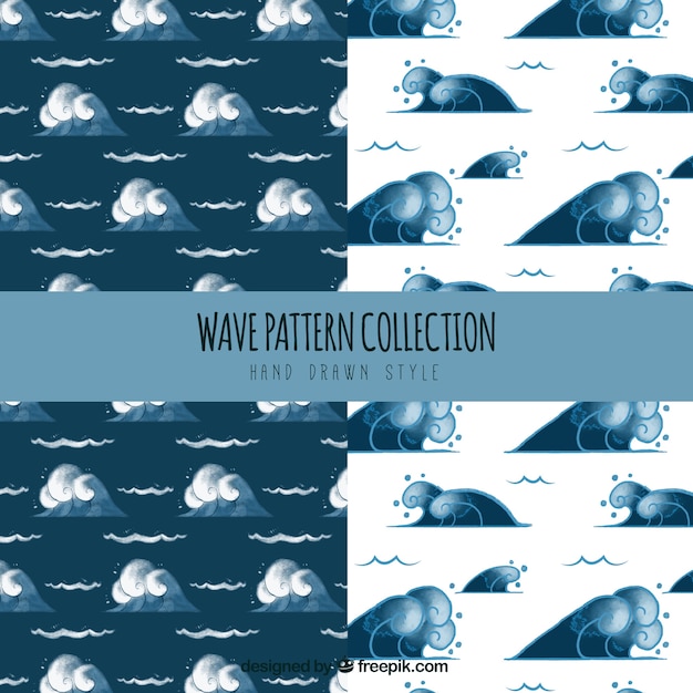 Free vector collection of hand-drawn wave patterns