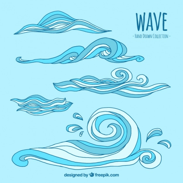 Free Vector collection of hand-drawn waves