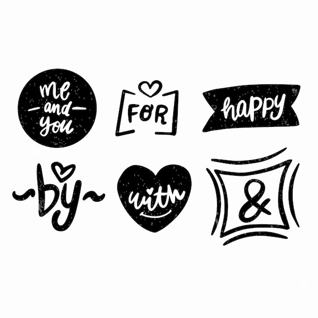 Free vector collection of hand lettered ampersands and catchwords