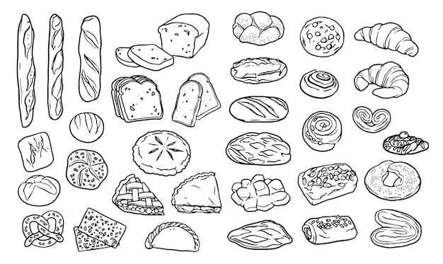 Free Vector collection of handrawn elements for bakery