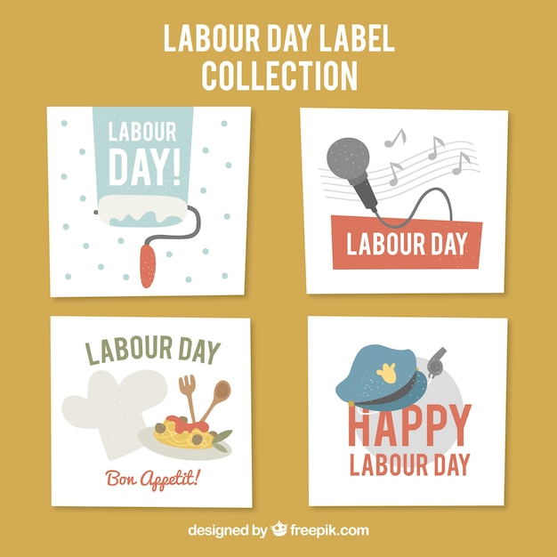 Free Vector collection of happy labour day cards