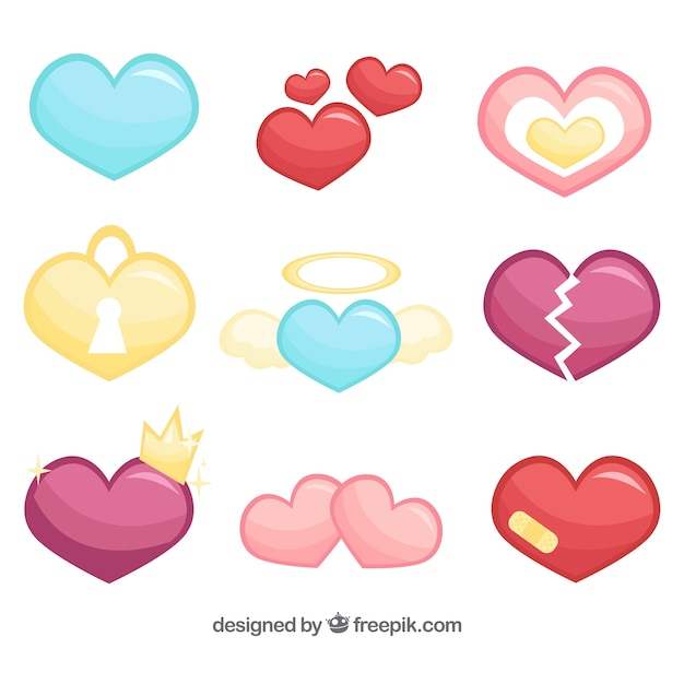 Free Vector collection of hearts with elements