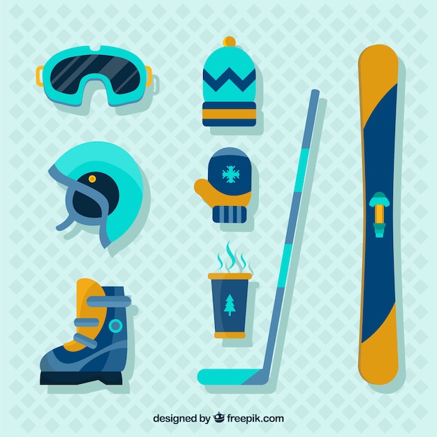 Free vector collection of hockey elements in flat design