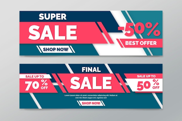 Collection of horizontal banners for sale with geometric lines