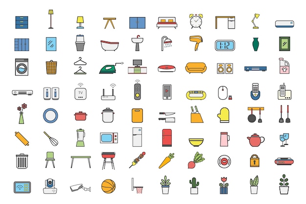 Collection of household item vectors