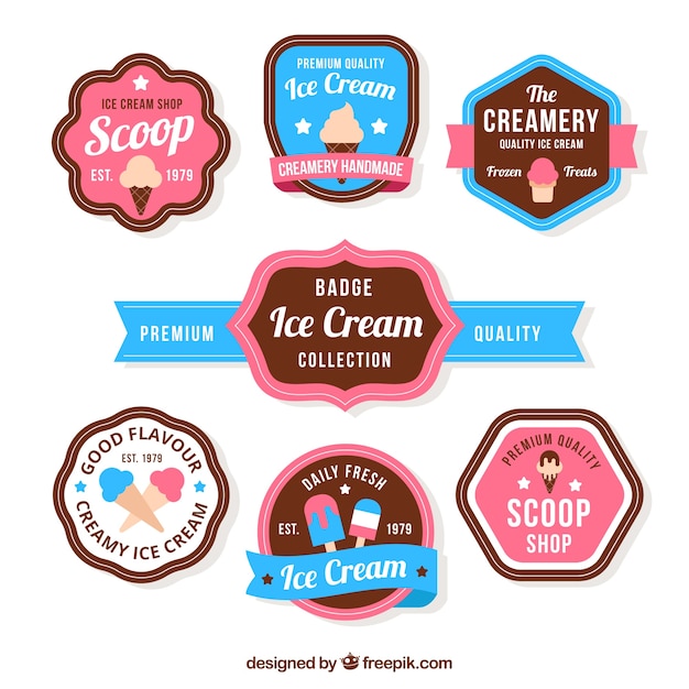 Free vector collection of ice cream badges