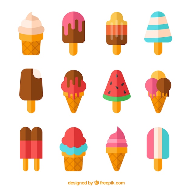 Collection of ice cream in flat design