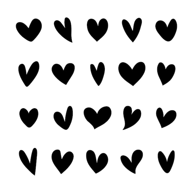 Collection of illustrated heart icons