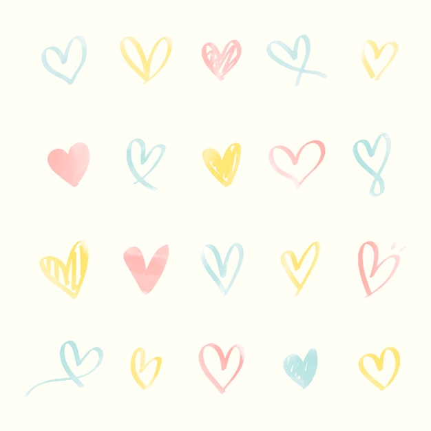 Collection of illustrated heart icons