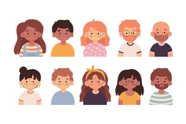 Collection of illustrated people avatars