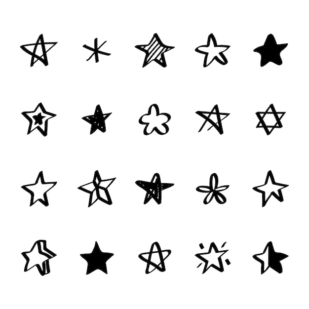 Collection of illustrated star icons