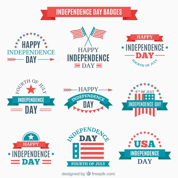 Free vector collection of independence day badge in vintage design