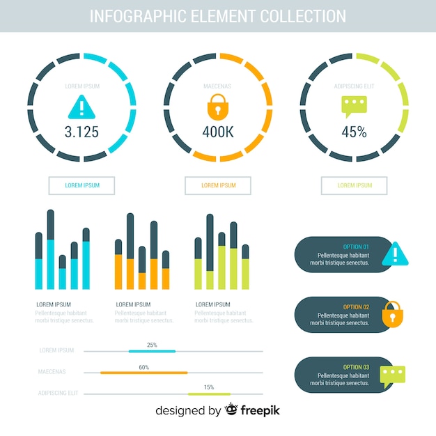 Free Vector collection of infographic elements in flat design