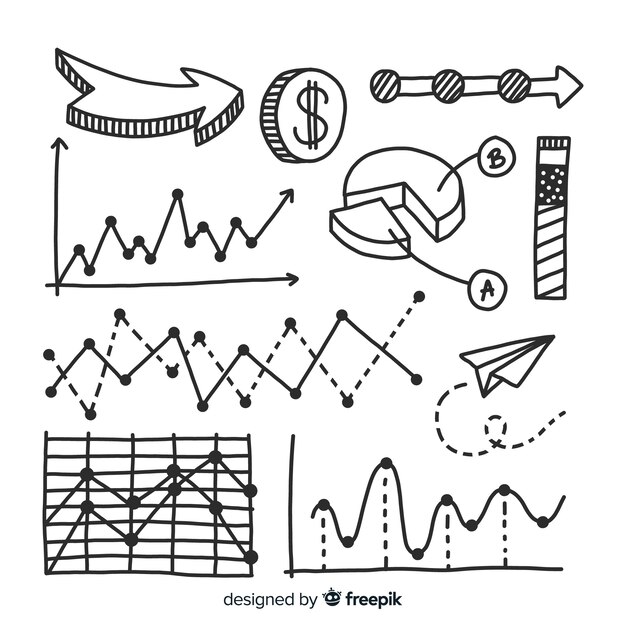 Collection of infographic elements in hand drawn style