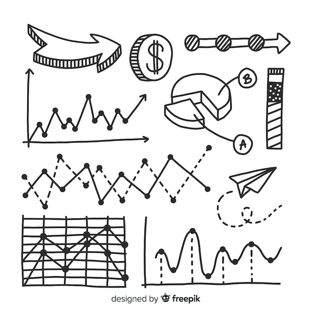 Collection of infographic elements in hand drawn style