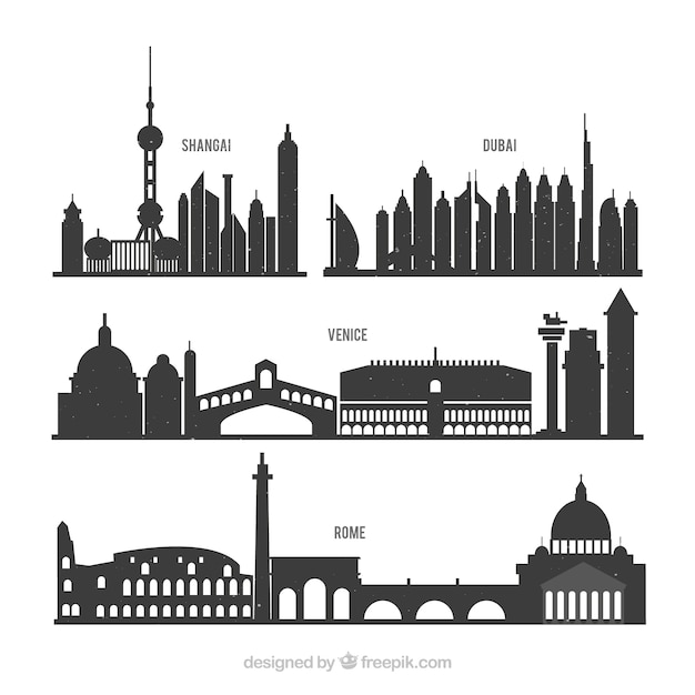 Free Vector collection of international city cilhouettes