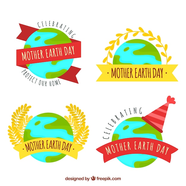 Free Vector collection of international earth day badges in flat design