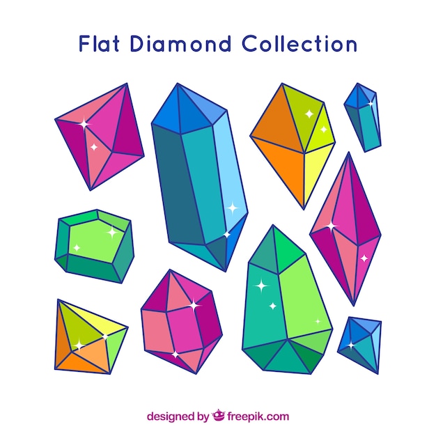 Free vector collection of irregular gemstones in flat design