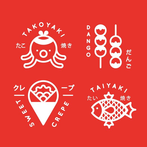 Collection of japanese street food logos