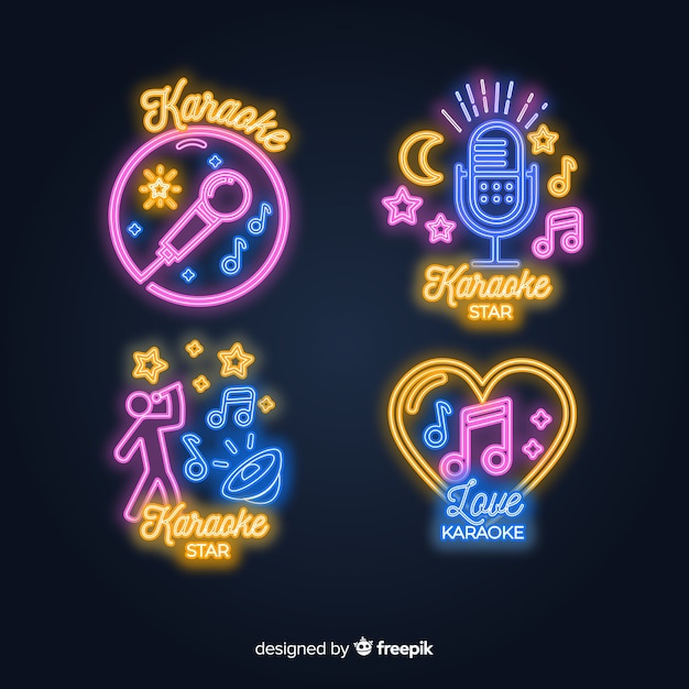 Collection of karaoke neon lights