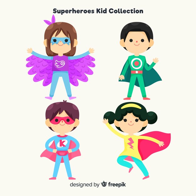 Collection of kids dressed as superheroes