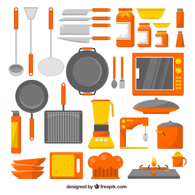 Free Vector collection of kitchen utensils in flat design