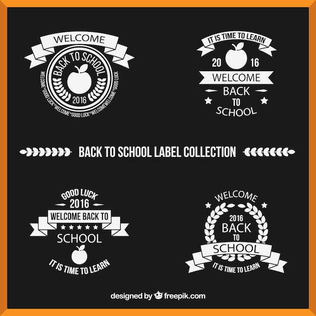 Free Vector collection of labels in black and white for back to school