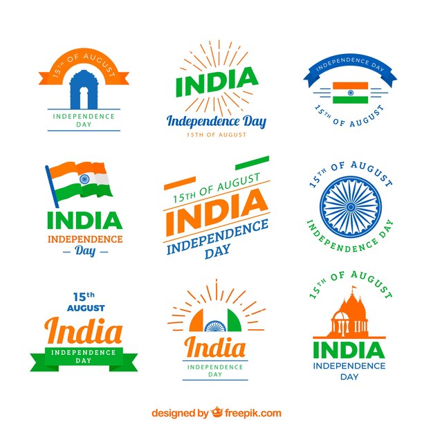 Collection of labels for indian independence day