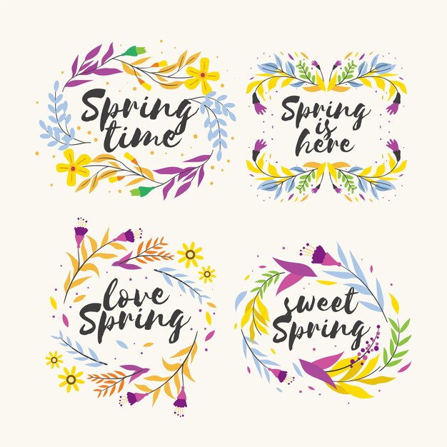 Collection of labels with spring thematic