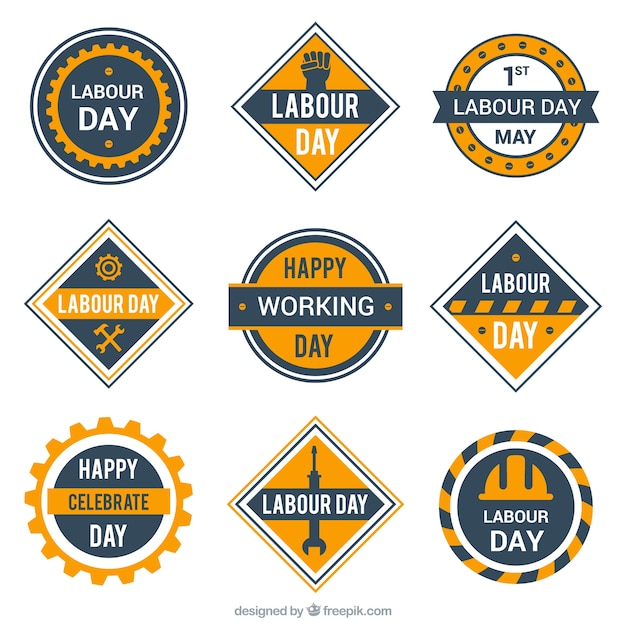 Free Vector collection of labour day stickers