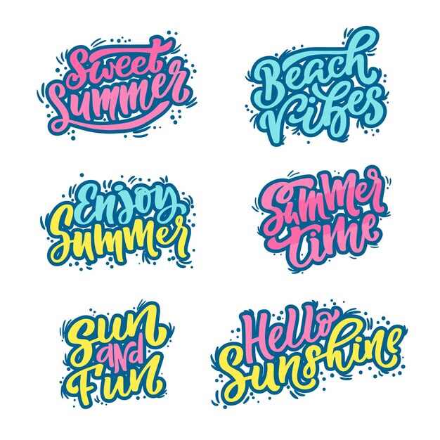 Collection of lettering summer badges