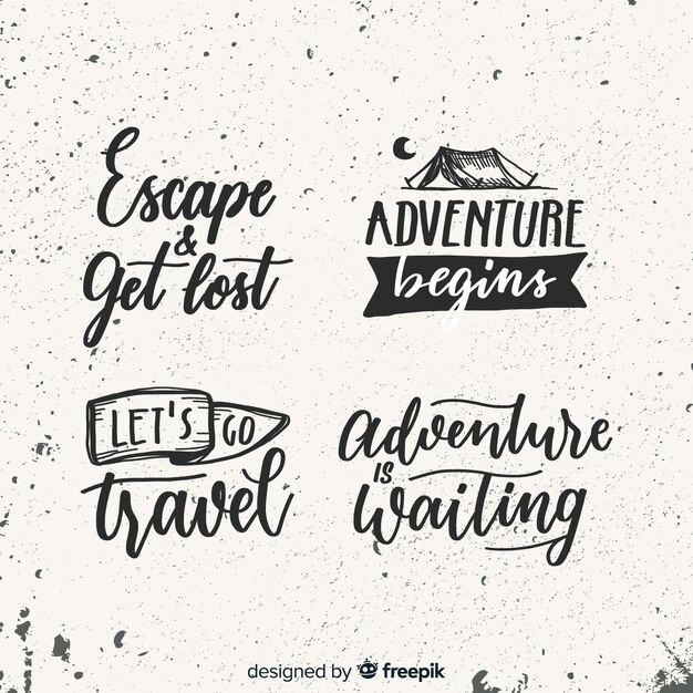 Collection of lettering travel badges