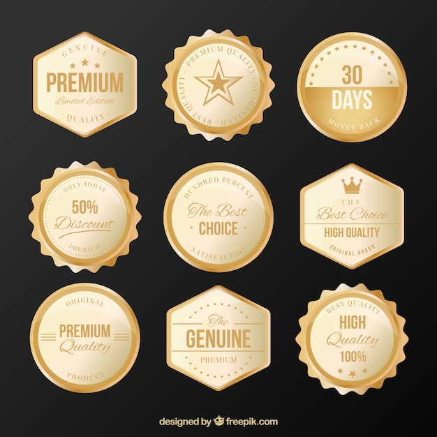 Free Vector collection of luxurious golden stickers