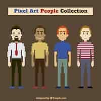 Free vector collection of male characters in pixel art style