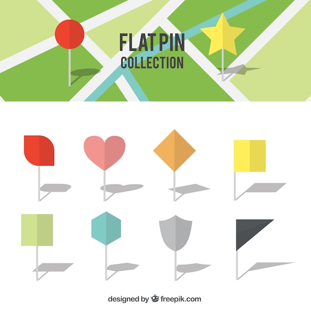 Free vector collection of map with creative flat locators