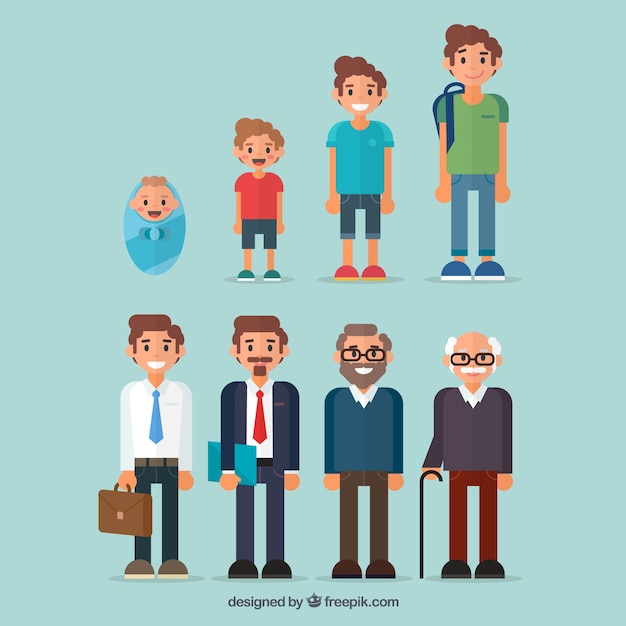 Free vector collection of men in different ages