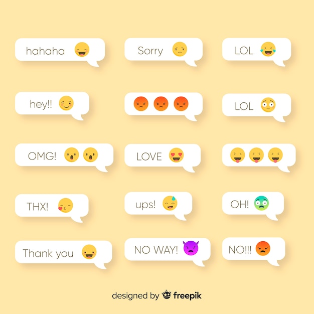 Free vector collection of messages with emojis