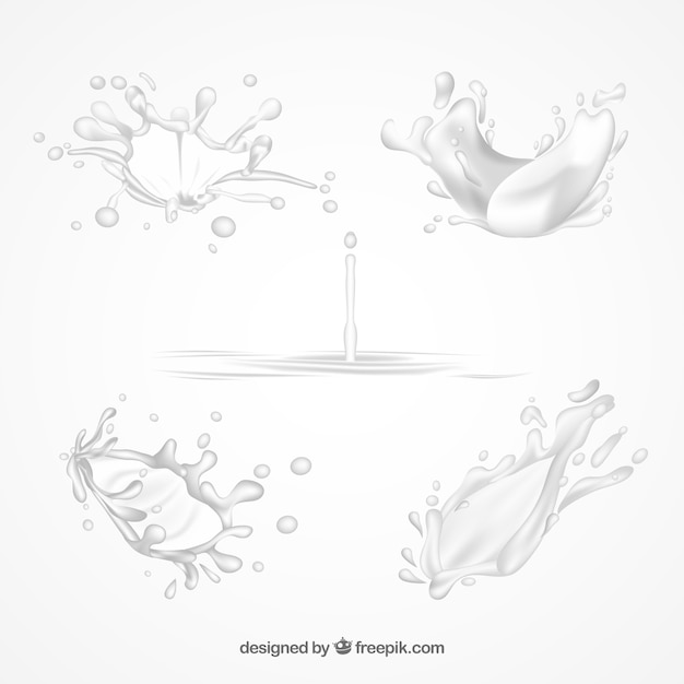 Collection of milk splashes