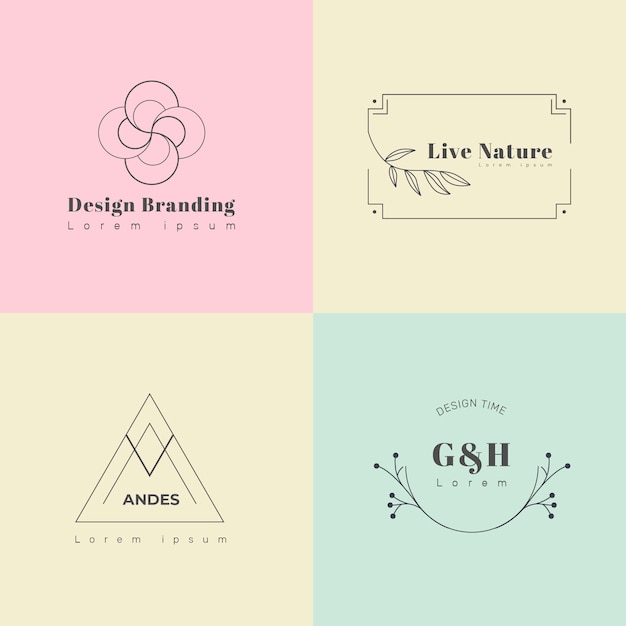 Collection of minimal pastel logos