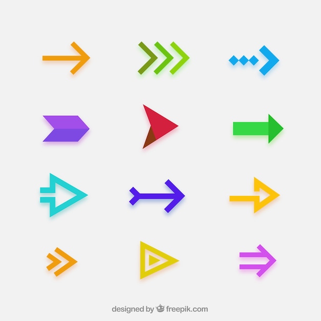 Collection of modern arrows in flat design