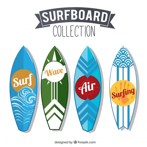 Free Vector collection of modern surboard