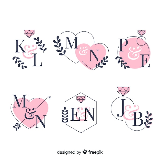 Collection of monogram wedding logos