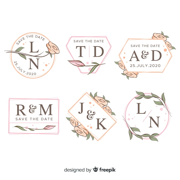 Collection of monogram wedding logos