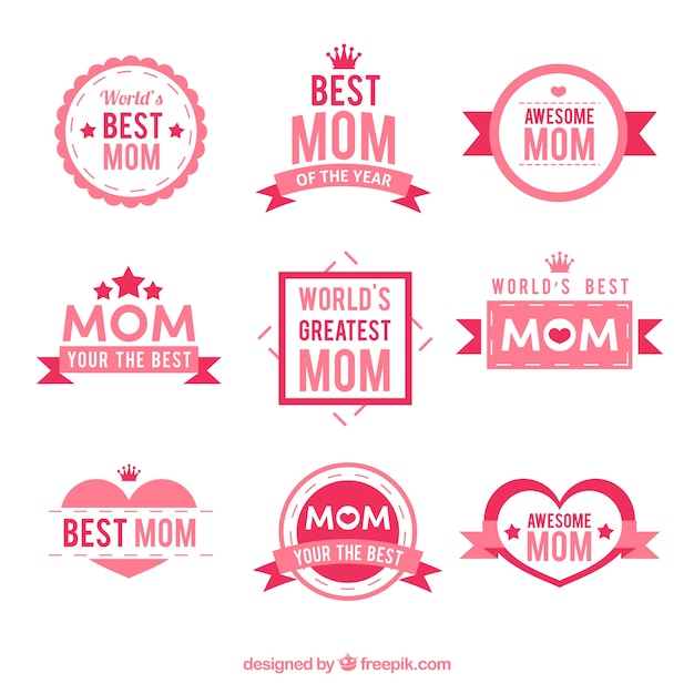 Free Vector collection of mother's day stickers