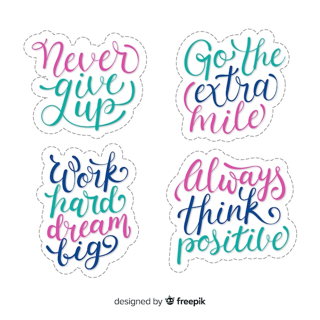 Free Vector collection of motivational lettering stickers