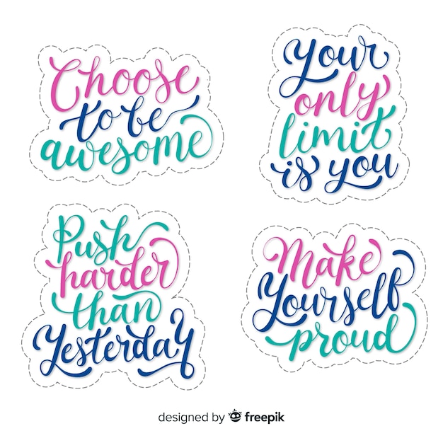 Free vector collection of motivational lettering stickers